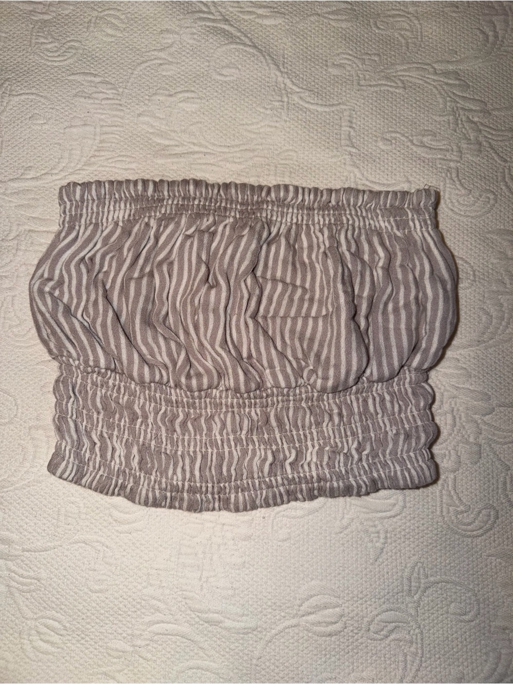 Vintage Havana Striped Beige Smocked Tube Top